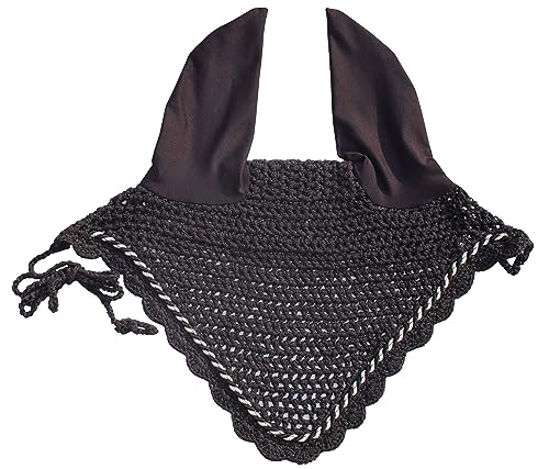 Elegant Horse Ear Bonnet, Fly Veil & Fly Mask – Superior Fly Protection with Style and Comfort for Every Ride (Dark Grey/Charcoal, Horse/Full)