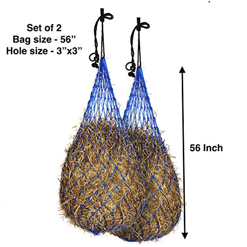 Majestic Ally Hay Net, Set of 2, Length - 54”, Holes 3"x3" for Horses - color: Royal Blue