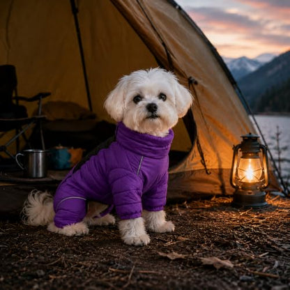 Purple Dog Jacket, Windproof & Waterproof, Reflective, Adjustable, Zippered, Snow Jacket for Small to Large Dogs - color: Purple, size: M (11.5inch Back)