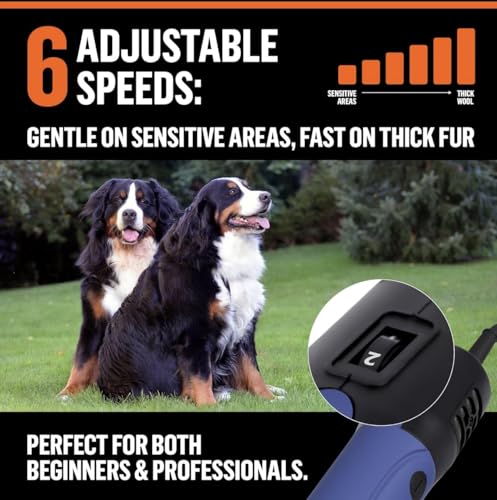 Professional Dog Grooming Clippers for Thick Coats - Shears Heavy Duty Hair Cutting Kit - Large Dog Shaver Set - Pet Trimmer for XL Large Dogs, Horses, Livestock