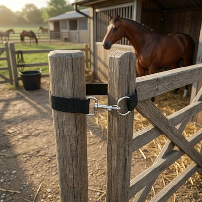 Heavy Duty Horse Stall Door Latches, Adjustable Nylon Webbing Fence Locks with Buckles, Stable Gate Safety Fasteners for Barn Fence Livestock