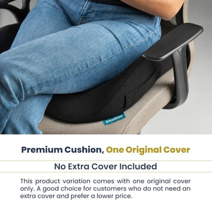 Office Chair Cushion for Back & Tailbone, Sciatica Pain Relief Pillow | Extra Large Seat Cushion and Tailbone Pain Relief Cushion for long desk work, coccyx pressure and Sciatica Pillow (Black) - color: Black