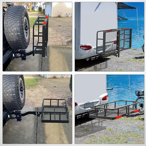 Nilight 60" x 20" x 7.87" Hitch Cargo Carrier | Fits 2-Inch Receiver 500lbs Heavy Duty Capacity Luggage Basket Includes 5/8" Pin Clip, Fold-Up Design for SUV and Pickup Camping Traveling - style: 20"x 60"x 7.87" Hitch Basket
