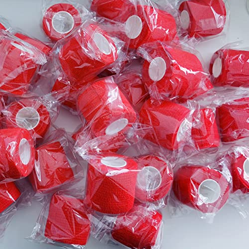BQTQ 40 Rolls Self Adhesive Bandage Wrap 2 inch Self Adherent Tapes(Red) - color: Red, size: 2 Inch