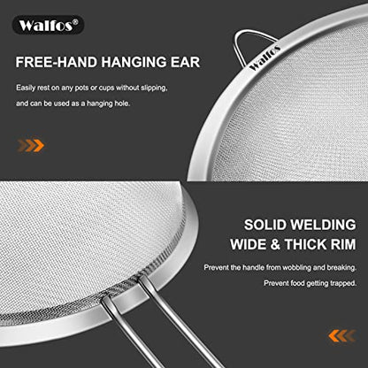 Walfos Small Fine Mesh Tea Strainer, Mini Stainless Steel Sieve with Handle, 2.7 Inch Kitchen Metal Sifter Strainers for Tea, Juicing, Coffee, Cocktail, Powdered Sugar, Matcha (2 Pack) - size: 2.7" (2pcs)