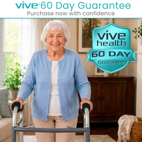 Vive Premium Walker Handle Cushions - Extra Soft Faux-Sheepskin Padded - color: Black