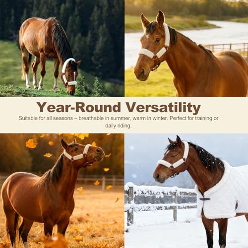 4 PCS Soft Lamb Fleece Horse Halter Cover, Prevents Horse Halter Rubbing