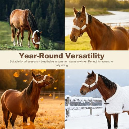 4 PCS Soft Lamb Fleece Horse Halter Cover, Prevents Horse Halter Rubbing
