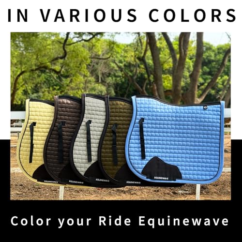 EQUINEWAVE Aria Soft Suede Dressage Saddle Pad – Breathable Moisture-Wicking Lining, Shock-Absorbing Cushion, Contoured Spine, English Horse Saddle Pad - color: Cream Yellow