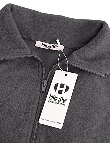 Hibelle Women's Outdoor Full-Zip Thermal Fleece Jacket with Pockets - color: 203-grey, size: Medium