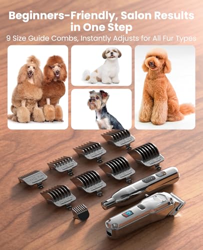 oneisall Dog Clippers for Grooming Thick/Matted Hair, 4-in-1 Grooming Kit