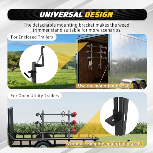 Black 3 Place Trimmer Weed Eater Rack for Open & Enclosed Trailer - size: 3 lock