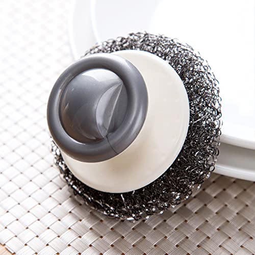 24Pack Steel Wool Scrubber with Handle, Stainless Steel Scrubber for Cleaning Cast Iron, Dishes, Stock Pots, Pans, Griddles, Grills - color: 24pack