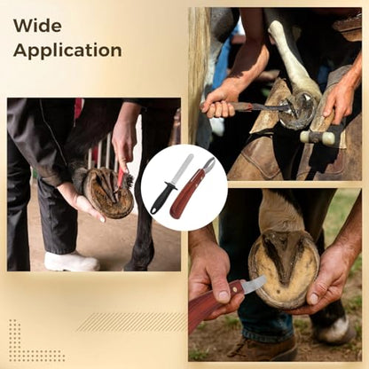 2 Pcs Professional Hoof Trimming Kit, Hoof Knife with Sharpener, Dual Grit Diamond Sharpening Rod, Ergonomic Handle for Livestock Care, Long-Lasting Tools