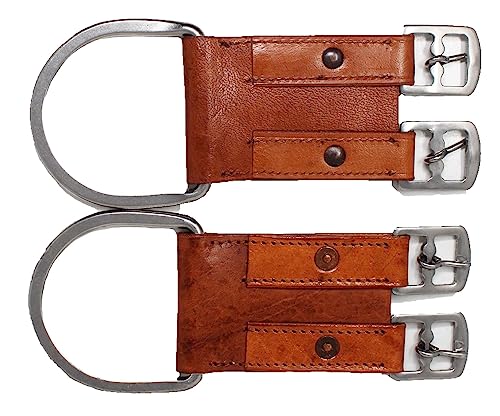 CHALLENGER Horse Set of 2 Leather Western English 1" Dual Buckle Girth Converter 403GC03BK - color: Tan