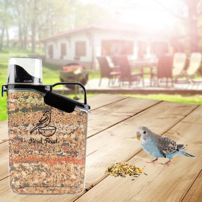 Geyecete Bird Seed Storage Container Portable-3 Qt/2.8 L Clear Plastic Airtight Wild bird Seed Dispenser food with Measuring Cup|BPA Free-White - color: White