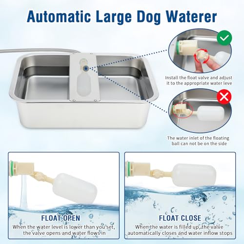 BWOGUE 3 Gal Automatic Dog Water Dispenser, Stainless Steel Bowl for Dogs - size: 3 Gal