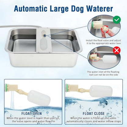 BWOGUE 5 Gal Automatic Dog Water Dispenser, Stainless Steel Bowl for Dogs - size: 5 Gal