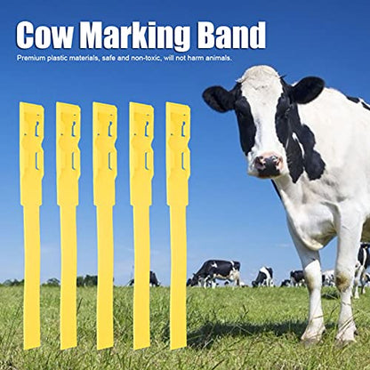 10-Pack Cow Identification Bands, Plastic Cattle Marking Rings - color: Yellow