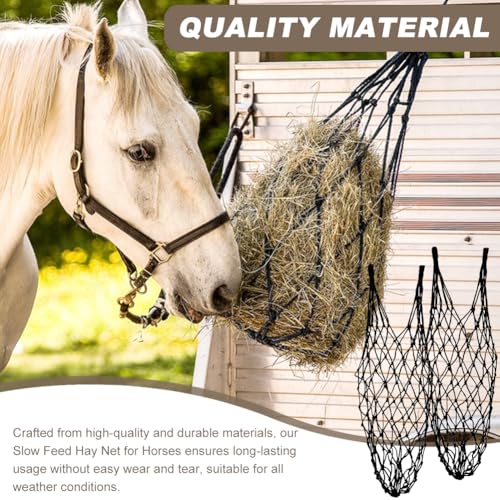 Quixleen 2PCS Hay Nets for Horses,Slow Feed Hay Bag for Horses Goat Sheep | ﻿ 39.37" Long Hanging Hay Net Feeder for Horses,Slow Feed Hays Net Large Capacity for Horse Feeder Full Day,Heavy Duty