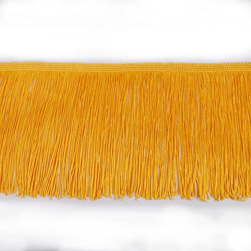 Chainette Fringe Trim 5 Yard x 6 Inches Fabric Tassel Trims - color: Yellow, size: 6"-5Yards/R