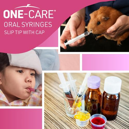ONE-CARE Oral Syringe, 10 mL, Slip Tip, with Cap, 100 Count - size: 10 ml Black Scale
