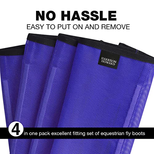 Harrison Howard Loose Fitting Fly Boots UV-Protective Extra Tough Mesh Ventilated Four Fasteners Stay-on Design Protect Horse Legs & Stomp-Reducing Set of 4 Deep Navy Mini - color: Deep Navy, size: Mini