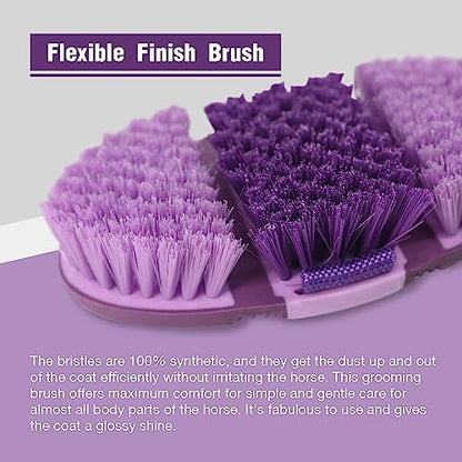Harrison Howard Flexible Finish Horse Grooming Brush - Bendable, Comfortable Hold, Purple - color: Purple