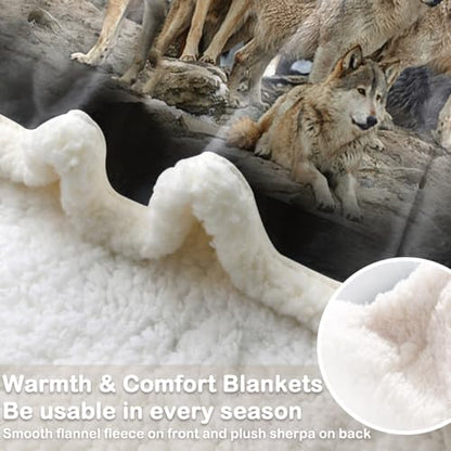 Sleepwish Throw Blanket, Gold Fluffy, Twin - color: Black Cloud Wolf Group, size: Twin