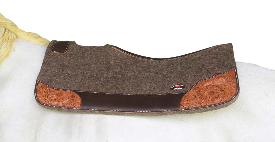 Horse 32"x30" Western Contoured Wool Felt Therapeutic Saddle Pad 39252 - color: Grey