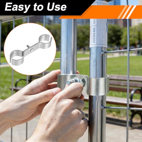 HARFINGTON 2pcs Chain Link Fence Panel Clamps 5/8" Stainless Steel Dog Kennel Clamps Fence Connector Temporary Dog Cage Hardware Parts with Bolts and Nuts for Round Pipe Panel - size: 5/8"