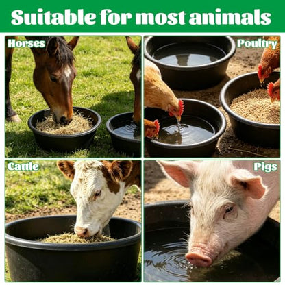 4pcs Rubber Feeder Pan - 1 Gallon Horse Feed Bucket - Animal Feed Bowl for Goat Chicken Dogs