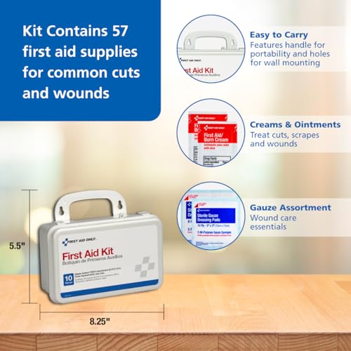 First Aid Only 6060 All-Purpose 10-Person Emergency First Aid Kit for Business, Worksite, Home, and Car, 57 Pieces - style: Aid Kit