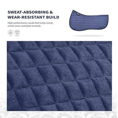Harrison Howard Half Pad Pressure Relief Injury Prevention for Horses, Contoured Fit, Breathable Horse Riding Saddle Pad - color: navy