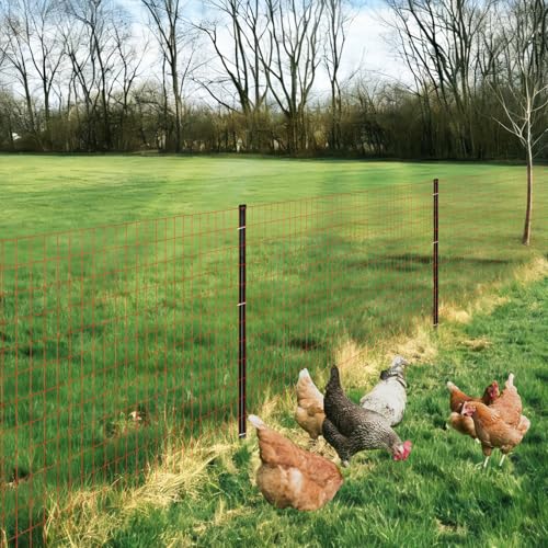 Red PVC Coated Welded Wire Fence 48" x 50' Roll, 2"x4" Mesh, 14 Gauge - color: Red, size: 2''x4'' 14GA 48''x50'