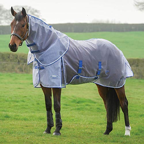 WeatherBeeta ComFiTec Ripshield Plus with Belly Wrap Detach A Neck - color: White/Blue, size: 75"