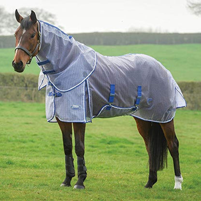 WeatherBeeta ComFiTec Ripshield Plus with Belly Wrap Detach A Neck - color: White/Blue, size: 81"