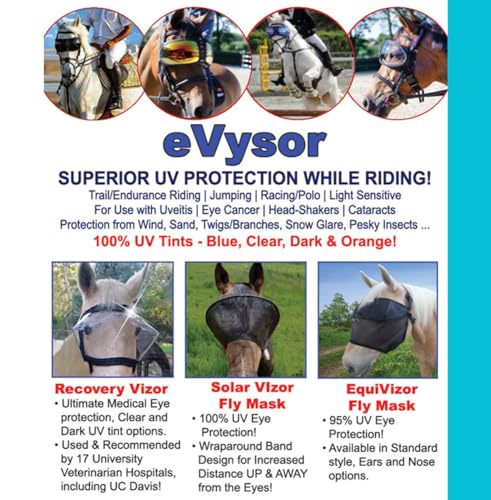 EquiVizor 95% UV Eye Protection (Size Mini) Horse Fly Mask with Ears. Designed to Stay On Your Horse, Off The Ground - size: Mini