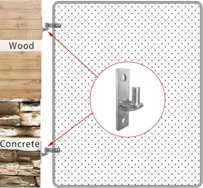 2 Pack Wall Mount Gate Hinges, Heavy Duty Wall Plate Hinges, Outdoor Chain Link Fence Gate Hinges Fence Post Link Gate Hinge, with 5/8 Hinge Pin (Screws Not Included)