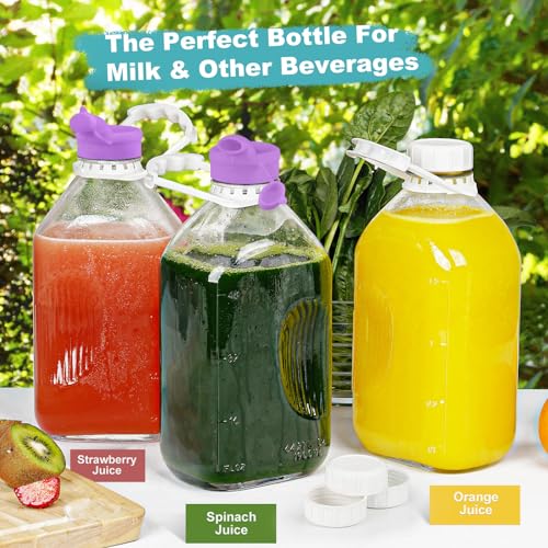 Ritayedet 64 Oz Glass Milk Bottle With Lids, 4 Pack 2 Qt Storage Bottles - style: Milk Bottle-4pack