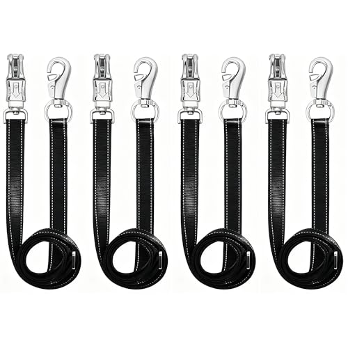 4 Pack Heavy-Duty Cross Ties for Horse - Adjustable Nylon Cross Ties with Panic Snap and Bull Snap (56.5"-98.4"), All-in-One Set with 4 Pack Tie Rings & 16 Matching Screws. (4 Pack-B) - color: 4 PACK-B