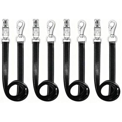 4 Pack Heavy-Duty Cross Ties for Horse - Adjustable Nylon Cross Ties with Panic Snap and Bull Snap (56.5"-98.4"), All-in-One Set with 4 Pack Tie Rings & 16 Matching Screws. (4 Pack-B) - color: 4 PACK-B