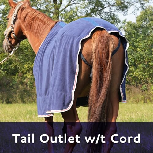 Horse Rug Fly Sheet Lightweight Cooler Blanket for Horses with Velcro Front Moisture Wicking Breathable Turnout Rug for Spring Fall, Blue