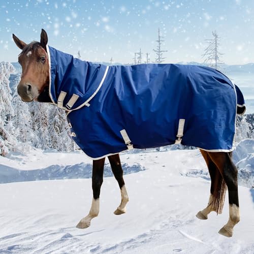 Horse Blanket Winter Water Resistant,220g Polyester Fiber Filling Liner 1200D Premium Turnout Horse Blanket,Medium Weight Blanket 145cm