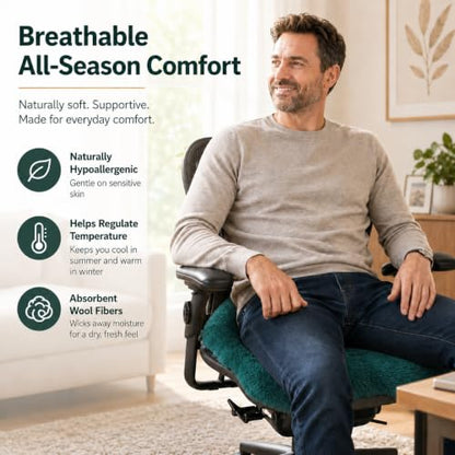 Natural Medical Sheepskin Pad, Non-Slip Back, Emerald, 17 x 17 in, 1 Pack - color: Emerald, size: 17x17 Inch (Pack of 1)