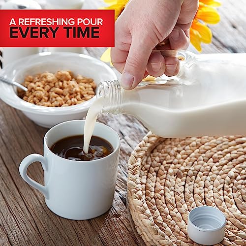 Stock Your Home Glass Milk Bottle with Lid and Handle 40oz (1 Pack), 2 Reusable Caps, Milk Container for Refrigerator, Glass Juice Bottles, Water, Almond Milk Storage Bottle, Glass Milk Jug - size: 1 Count