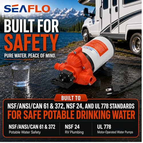SEAFLO 33 Series 110V/115V AC Fresh Water Pump, 3.3 GPM 45 PSI Self-Priming Pressure Pump with Smart Pressure Switch, Automatic Demand Pump for RV, Caravan Marine Boat Industrial Use, 4-Year Warranty - style: 3.3 GPM | 115V