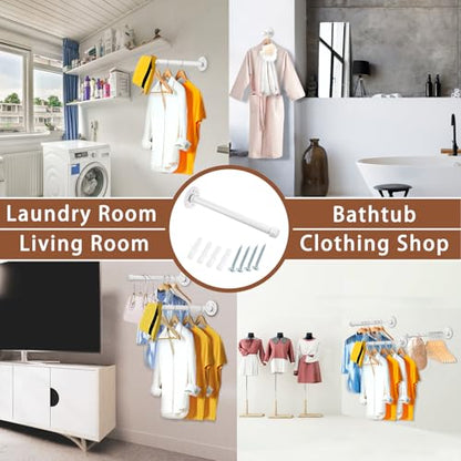 Sumnacon Wall Mounted Clothes Rack for Wardrobe, 2Pcs 14 Inch, White - color: White, size: 14 Inch