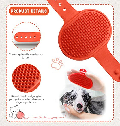 Cat Grooming Kit Set with Pet Shedding Slicker Brush Nail Clipper Trimmer Pet Massage Bath Glove Flea Comb for Bunny Puppy Kitten Guinea Pig Chinchilla Ferret Small Animals (Red, Pink) - color: Red, Pink