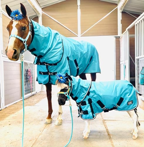 Mini-Pony Horse Ripstop Waterproof Windproof Hooded Blanket Lightweight Turnout Rain Sheet Breathable Lining 1200 Denier Material (52-54", Purple) - color: Purple, size: 52-54"